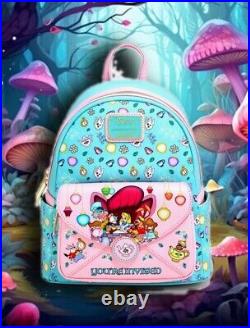 LOUNGEFLY DISNEY ALICE IN WONDERLAND TEA PARTY MINI BACKPACK, Wallet, & Charm