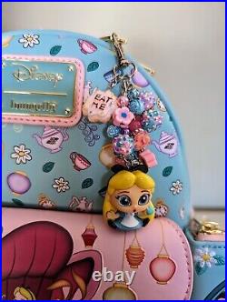 LOUNGEFLY DISNEY ALICE IN WONDERLAND TEA PARTY MINI BACKPACK, Wallet, & Charm