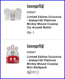 Limited Edition Disney100 Platinum Mickey Mouse Cosplay Mini Backpack & Wallet