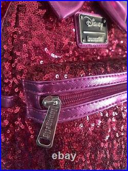 Loungefly 707 Exclusive Disney Minnie Mouse Magenta Sequin Mini Backpack