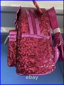 Loungefly 707 Exclusive Disney Minnie Mouse Magenta Sequin Mini Backpack