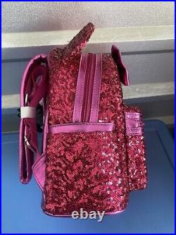 Loungefly 707 Exclusive Disney Minnie Mouse Magenta Sequin Mini Backpack