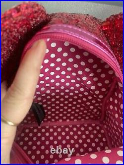 Loungefly 707 Exclusive Disney Minnie Mouse Magenta Sequin Mini Backpack