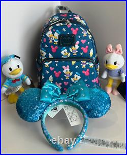 Loungefly DISNEY PARKS Donald Daisy Duck LOVE Backpack nuiMOs Aqua Ear Headband