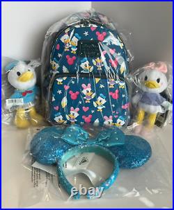 Loungefly DISNEY PARKS Donald Daisy Duck LOVE Backpack nuiMOs Aqua Ear Headband