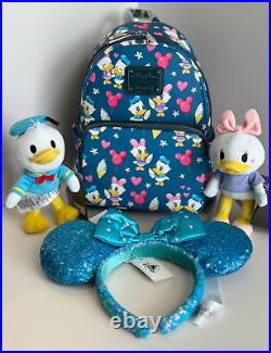 Loungefly DISNEY PARKS Donald Daisy Duck LOVE Backpack nuiMOs Aqua Ear Headband