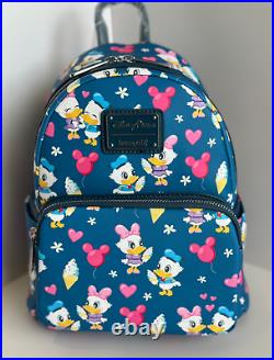 Loungefly DISNEY PARKS Donald Daisy Duck LOVE Backpack nuiMOs Aqua Ear Headband