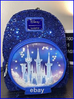 Loungefly Disney Cinderella Castle Collection Snow Globe Sequin Mini Backpack