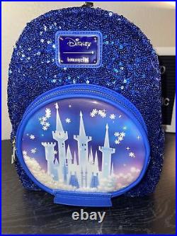 Loungefly Disney Cinderella Castle Collection Snow Globe Sequin Mini Backpack