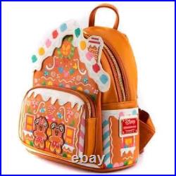 Loungefly Disney Gingerbread House Mickey and Minnie Mouse Mini Backpack, NEW