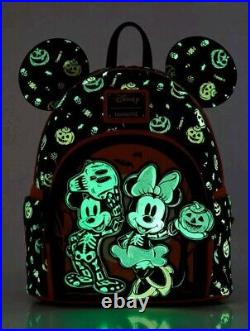 Loungefly Disney Mickey & Minnie Skeleton Glow-in-the-Dark Mini Backpack