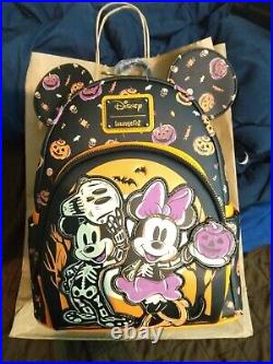 Loungefly Disney Mickey & Minnie Skeleton Glow-in-the-Dark Mini Backpack