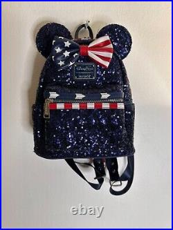 Loungefly Disney Parks Exclusive AMERICANA STARS & STRIPES Sequin Mini Backpack