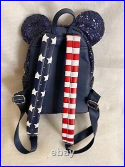 Loungefly Disney Parks Exclusive AMERICANA STARS & STRIPES Sequin Mini Backpack