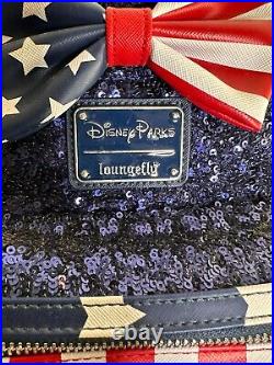 Loungefly Disney Parks Exclusive AMERICANA STARS & STRIPES Sequin Mini Backpack