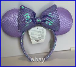 Loungefly Disney Parks PURPLE GLITTER SPARKLE Minnie Mouse Backpack + Sequin Ear