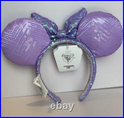 Loungefly Disney Parks PURPLE GLITTER SPARKLE Minnie Mouse Backpack + Sequin Ear