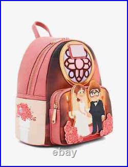 Loungefly Disney Pixar Up Carl & Ellie Wedding Scene Mini Backpack NWT & Wrap