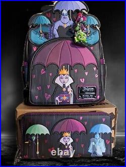 Loungefly Disney Villains Curse Your Hearts Mini Backpack, Wallet And Charm