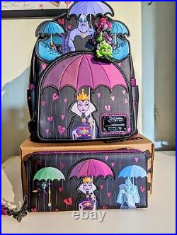 Loungefly Disney Villains Curse Your Hearts Mini Backpack, Wallet And Charm