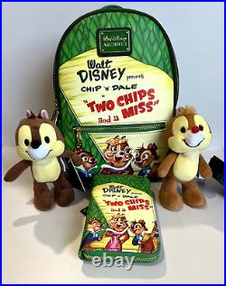 Loungefly Exclusive Disney Archives Chip & Dale Backpack + Wallet + nuiMOs Plush