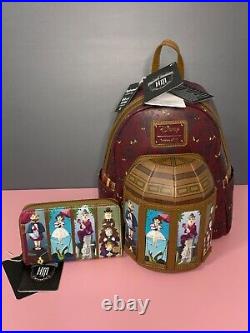 Loungefly Haunted Mansion Stretching Room Backpack and Wallet Set NWT Glows