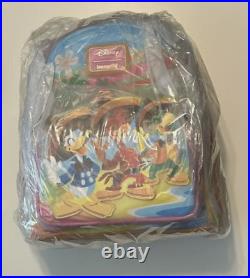 Loungefly Mini Backpack Disney THREE CABALLEROS Beach Scene Donald Duck Colorful