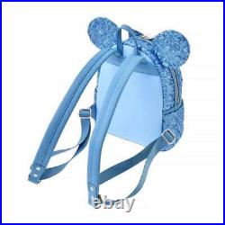 Loungefly Minnie Rucksack Backpack Blue Sequins flower Disney Store Japan New