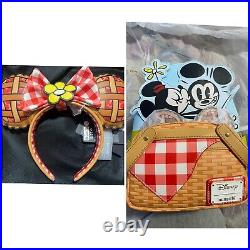 Mickey & Friends Loungefly Picnic Basket Mini Backpack withCoin Bag & Ear Headband