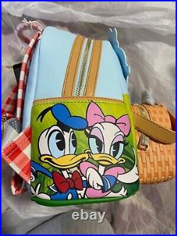 Mickey & Friends Loungefly Picnic Basket Mini Backpack withCoin Bag & Ear Headband