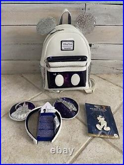 NEW Disney Space Mountain Loungefly Mini Backpack, Ears, Pin. All Three! NWT