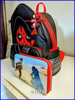 NEW LOUNGEFLY Star Wars Phantom Menace Darth Maul Mini Backpack, Wallet& CHARM