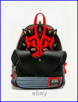 NEW LOUNGEFLY Star Wars Phantom Menace Darth Maul Mini Backpack, Wallet& CHARM