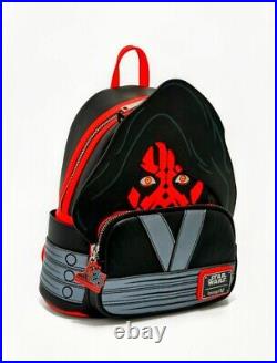 NEW LOUNGEFLY Star Wars Phantom Menace Darth Maul Mini Backpack, Wallet& CHARM