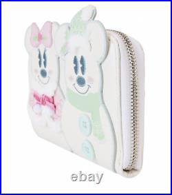 NEW Loungefly Disney 2023 Minnie Mouse Figural Pastel Snowman Backpack + Wallet