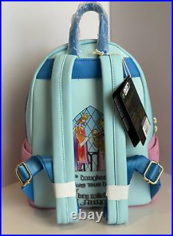 NEW Loungefly Disney SLEEPING BEAUTY Stained Glass CASTLE Mini Backpack + Wallet