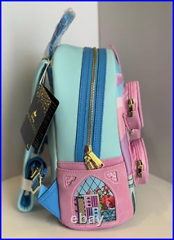 NEW Loungefly Disney SLEEPING BEAUTY Stained Glass CASTLE Mini Backpack + Wallet