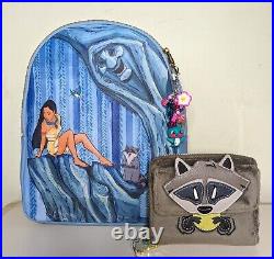 NWTLOUNGEFLY DISNEY POCAHONTAS GRANDMOTHER WILLOW MINI BACKPACK, Wallet & Charm