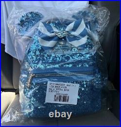 NWT Disney Cruise Line Loungefly Blue Sequin Minnie Mouse Bow Backpack DCL 2022