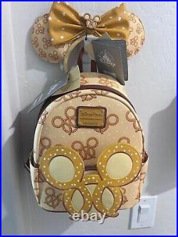 NWT Disney Parks Pretzel Loungefly Mini Backpack and Ears Perfect Condition