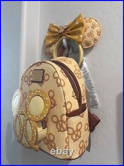 NWT Disney Parks Pretzel Loungefly Mini Backpack and Ears Perfect Condition