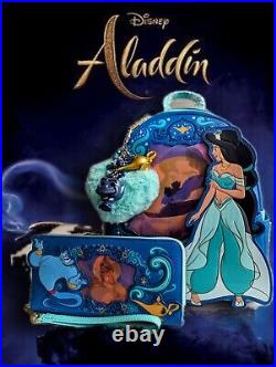 NWT Loungefly Aladdin Princess Series Lenticular Mini Backpack Wallet and Charm