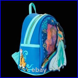 NWT Loungefly Aladdin Princess Series Lenticular Mini Backpack Wallet and Charm