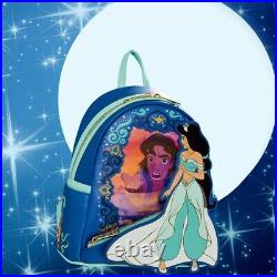 NWT Loungefly Aladdin Princess Series Lenticular Mini Backpack Wallet and Charm