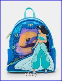 NWT Loungefly Aladdin Princess Series Lenticular Mini Backpack Wallet and Charm