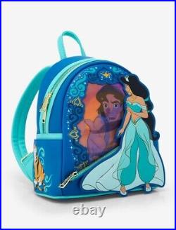 NWT Loungefly Aladdin Princess Series Lenticular Mini Backpack Wallet and Charm