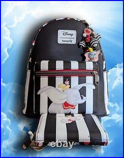 NWT Loungefly Disney Dumbo? Circus Icons Mini Backpack, wallet and CHARM