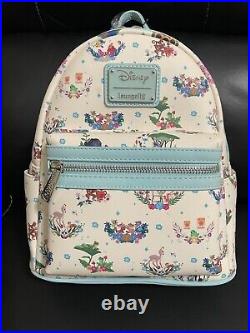 NWT Loungefly Disney Princess Companion Floral Mini Backpack Sidekick