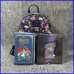 NWT Loungefly Exclusive Disney Alice in Wonderland Floral Mini Backpack Set