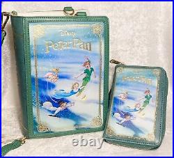 NWT Loungefly Peter Pan Classic Book Crossbody Backpack with Wallet Disney